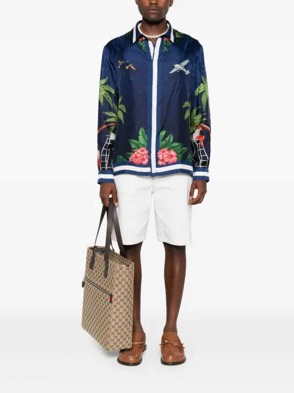 Casablanca シルクシャツ | ブルー | FARFETCH JP