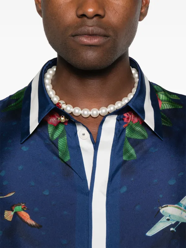 Casablanca シルクシャツ | ブルー | FARFETCH JP