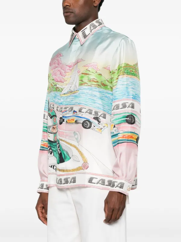 Casablanca シルクシャツ | ブルー | FARFETCH JP