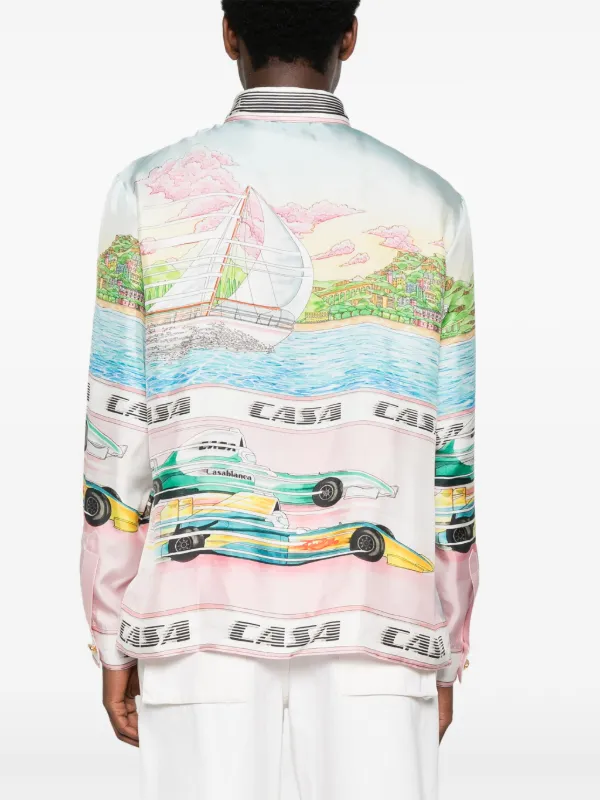 Casablanca シルクシャツ | ブルー | FARFETCH JP