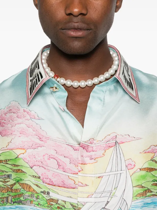 CASABLANCA シルクシャツ カサブランカ Casablanca シルクシャツ | ブルー | FARFETCH JP