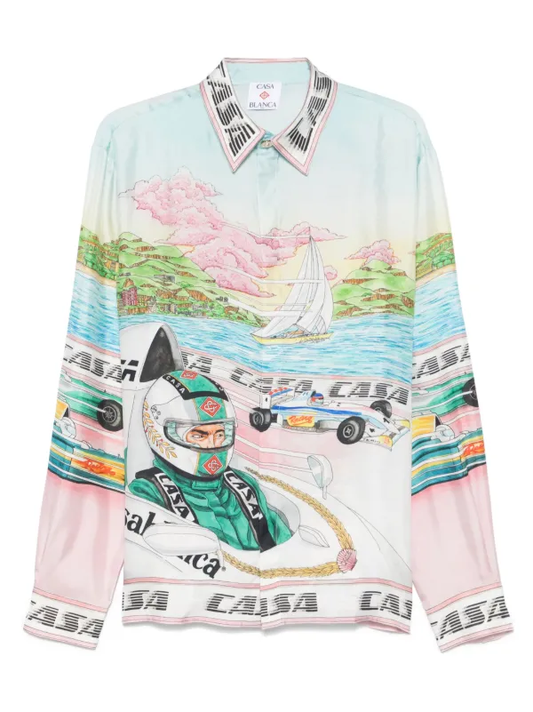 Casablanca シルクシャツ | ブルー | FARFETCH JP