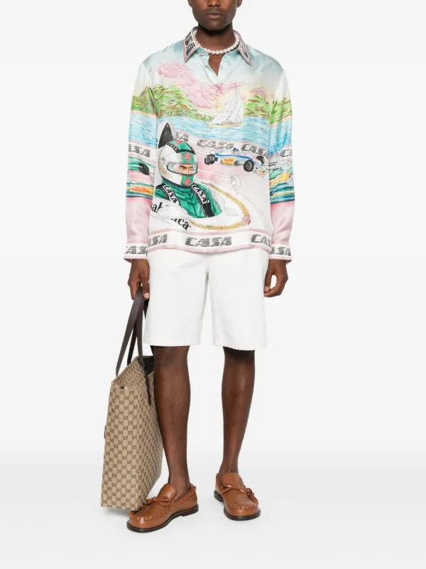 Casablanca シルクシャツ | ブルー | FARFETCH JP