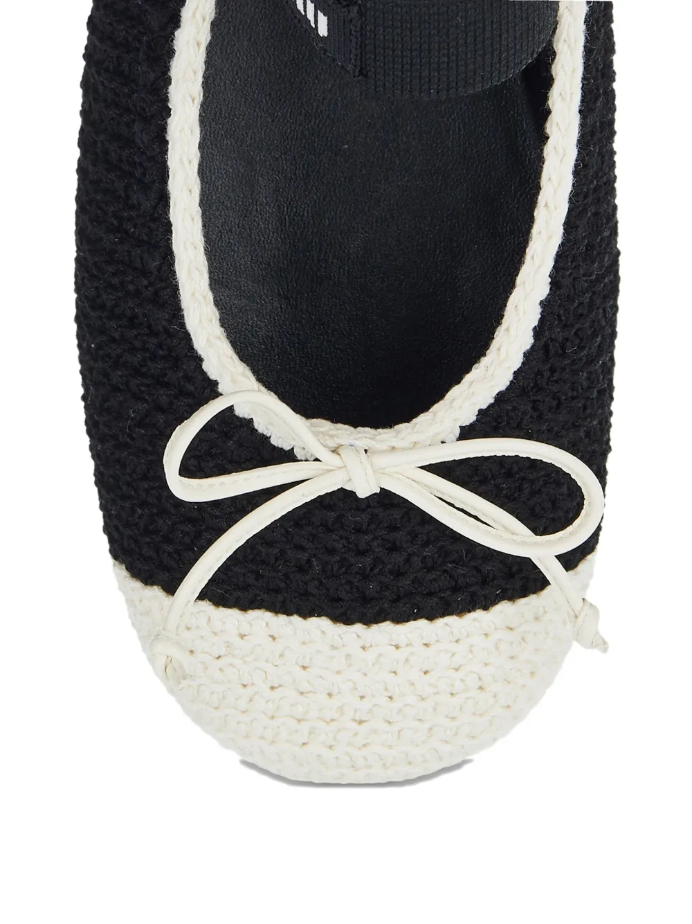 Miu crochet bow ballet flats Zwart