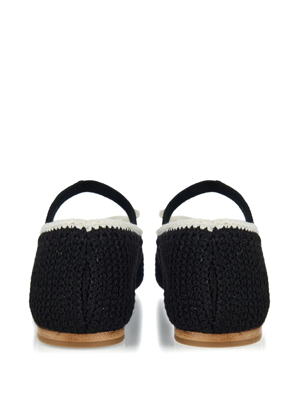Miu crochet bow ballet flats Zwart