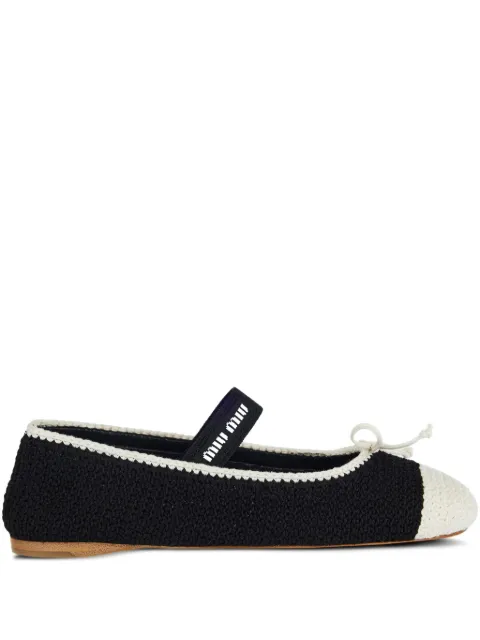 Miu Miu Ballerinas mit gehäkelter Schleife