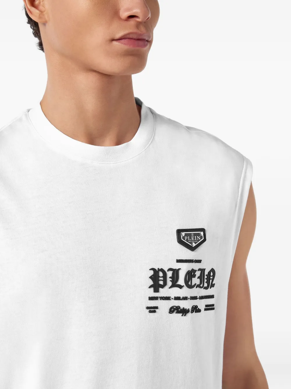 Philipp Plein logo-appliqué top Wit