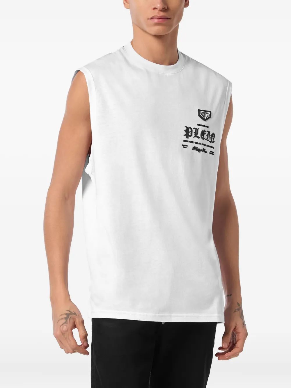 Philipp Plein logo-appliqué top Wit