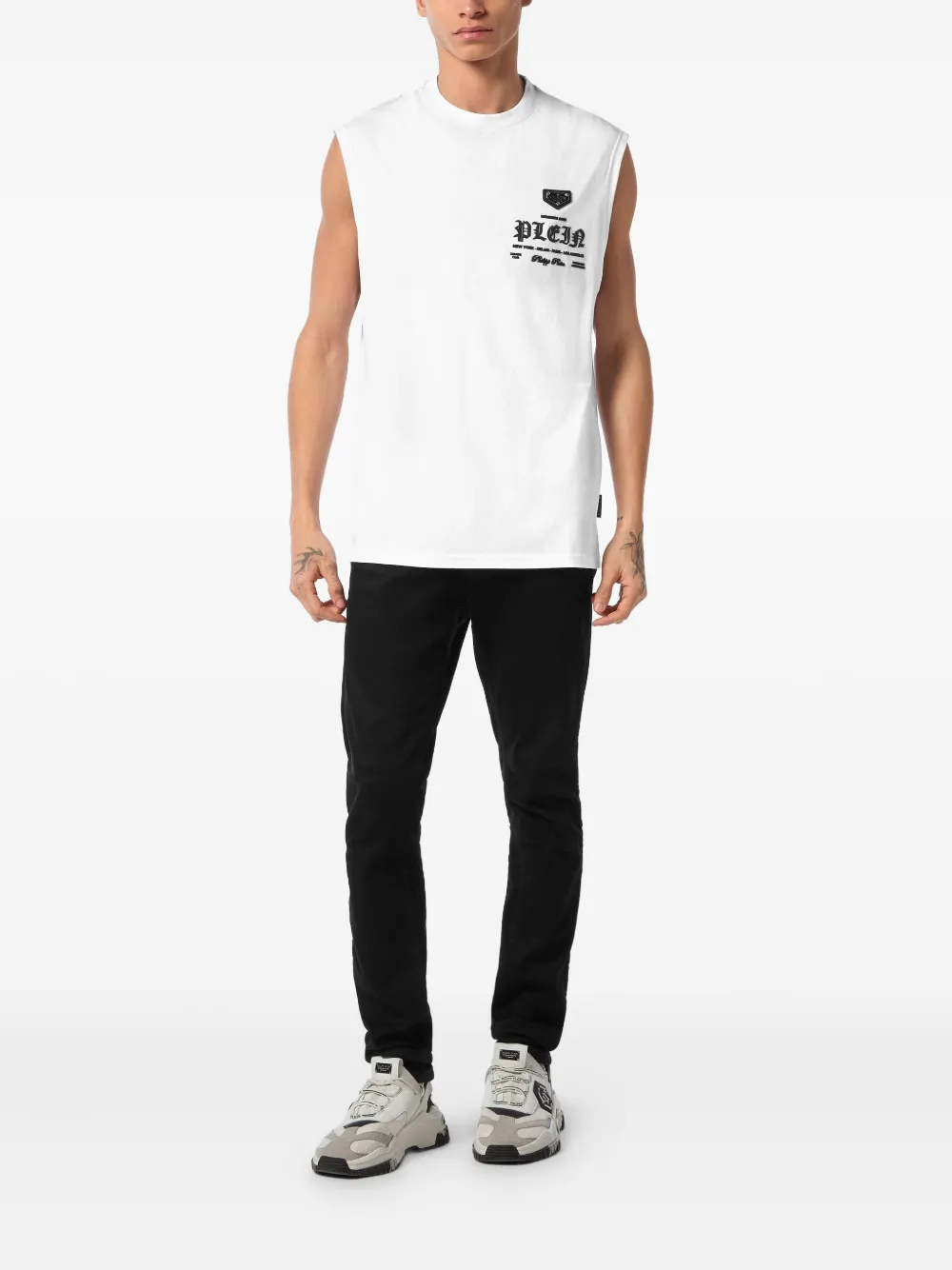 Philipp Plein logo-appliqué top Wit