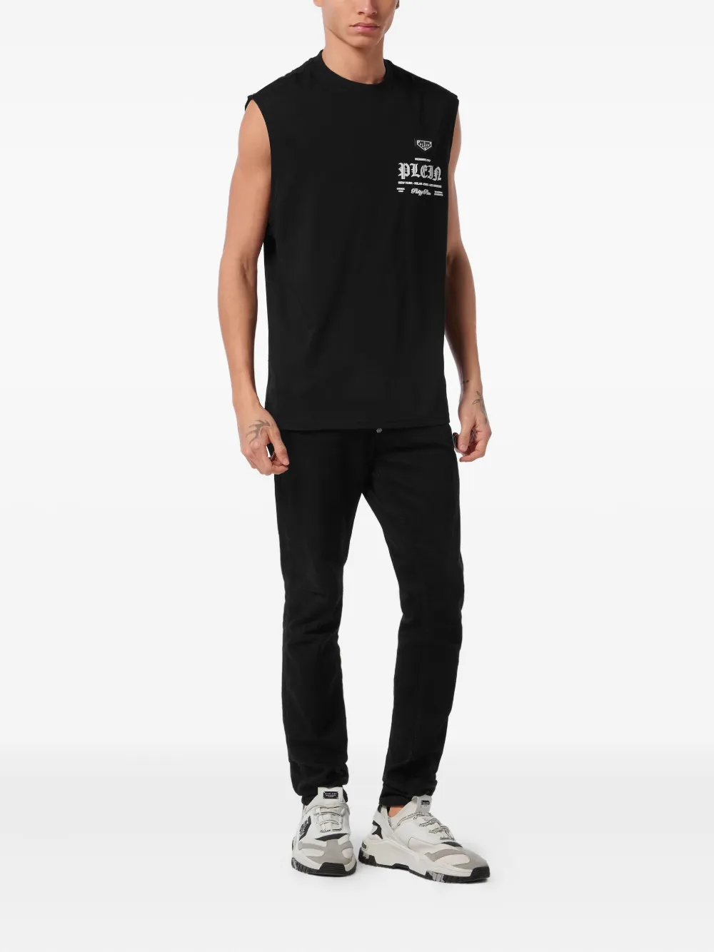 Philipp Plein round-neck sleeveless T-shirt Zwart