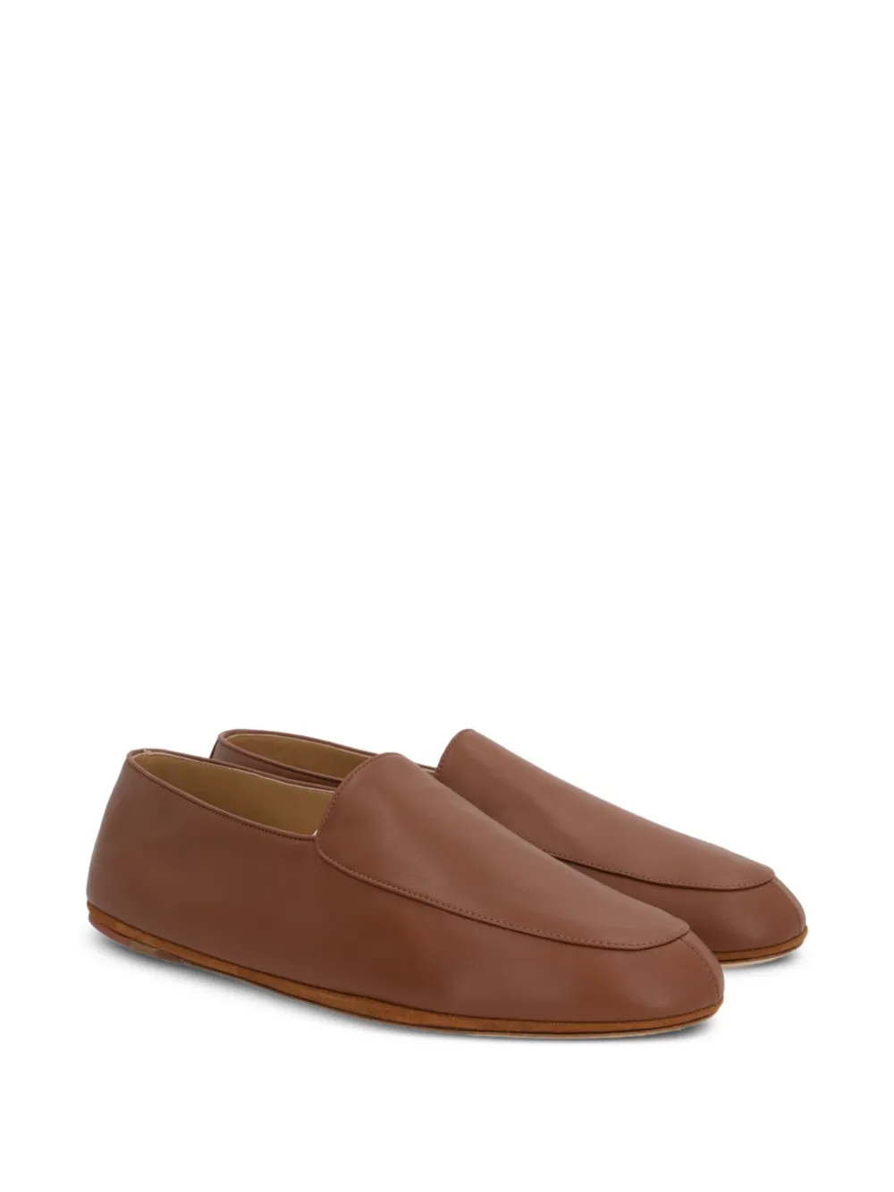 Loro Piana lambskin leather loafers Brown