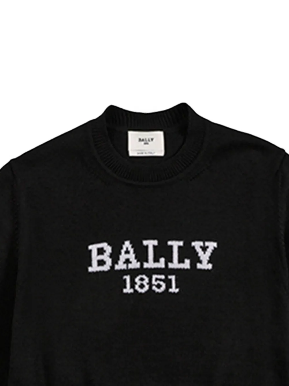 Bally logo-embroidered merino wool sweater Zwart