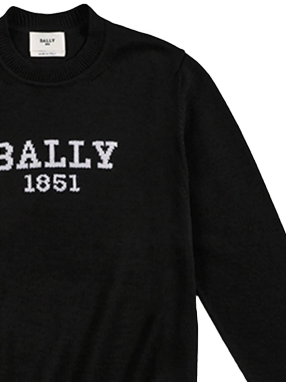 Bally logo-embroidered merino wool sweater Zwart