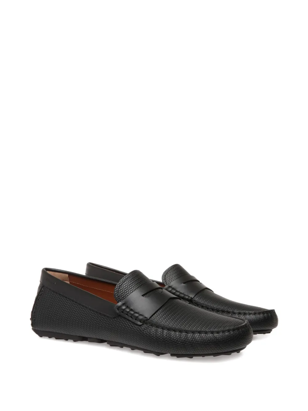 Bally embossed leather penny loafers Black