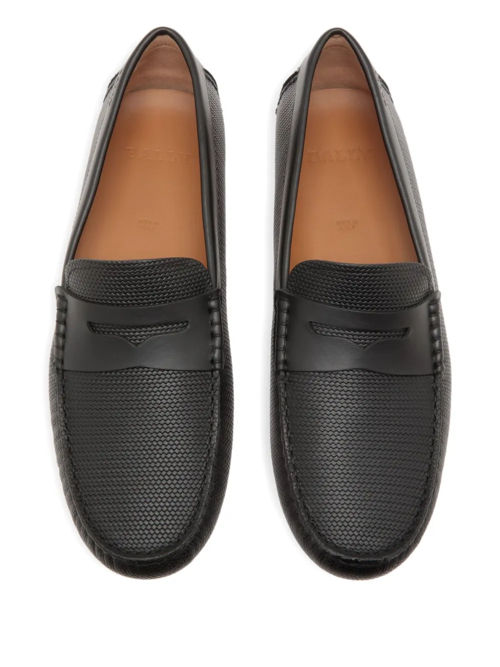 Bally embossed leather penny loafers Black