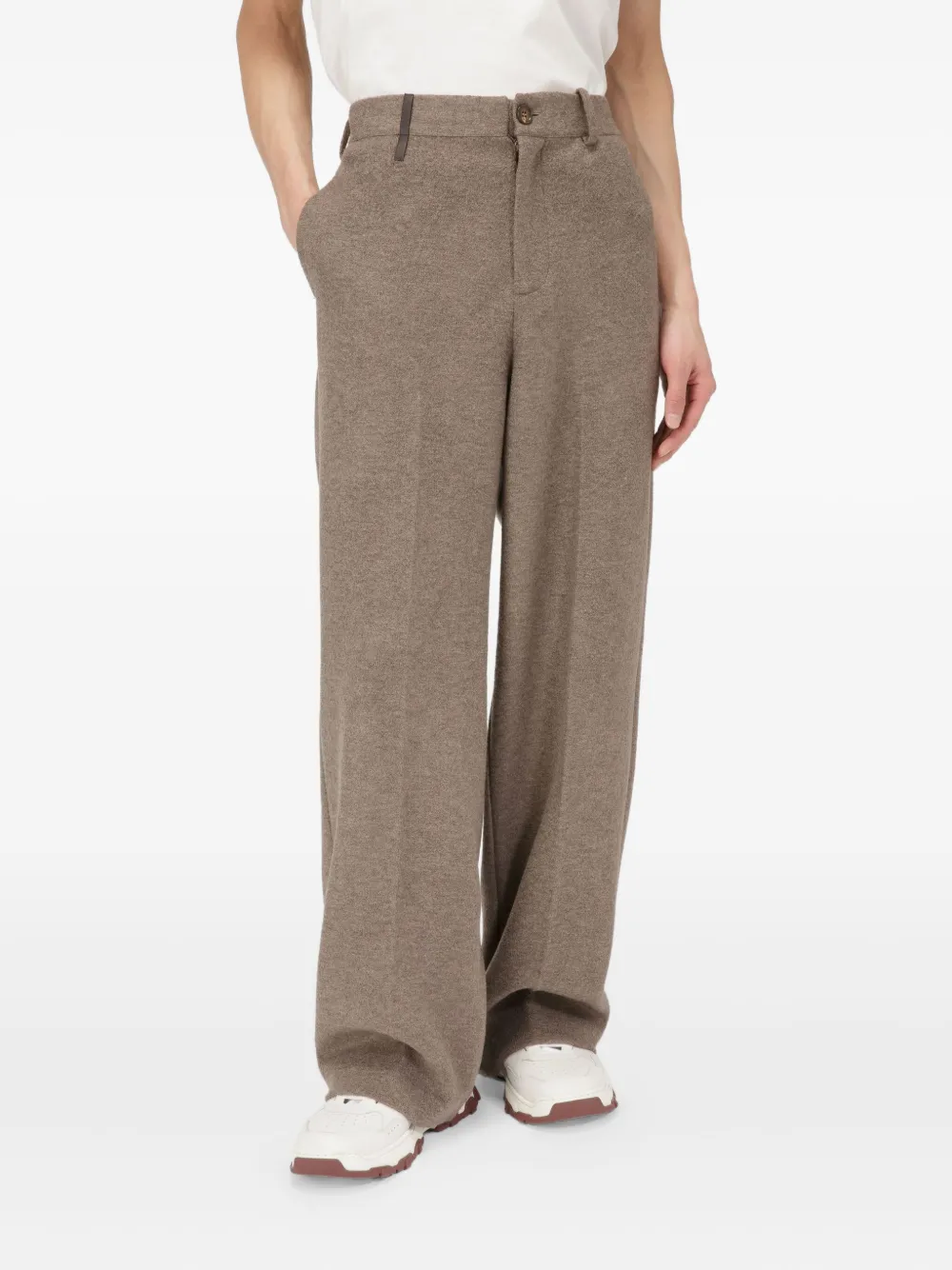 Bally leather-trimmed wool trousers Beige