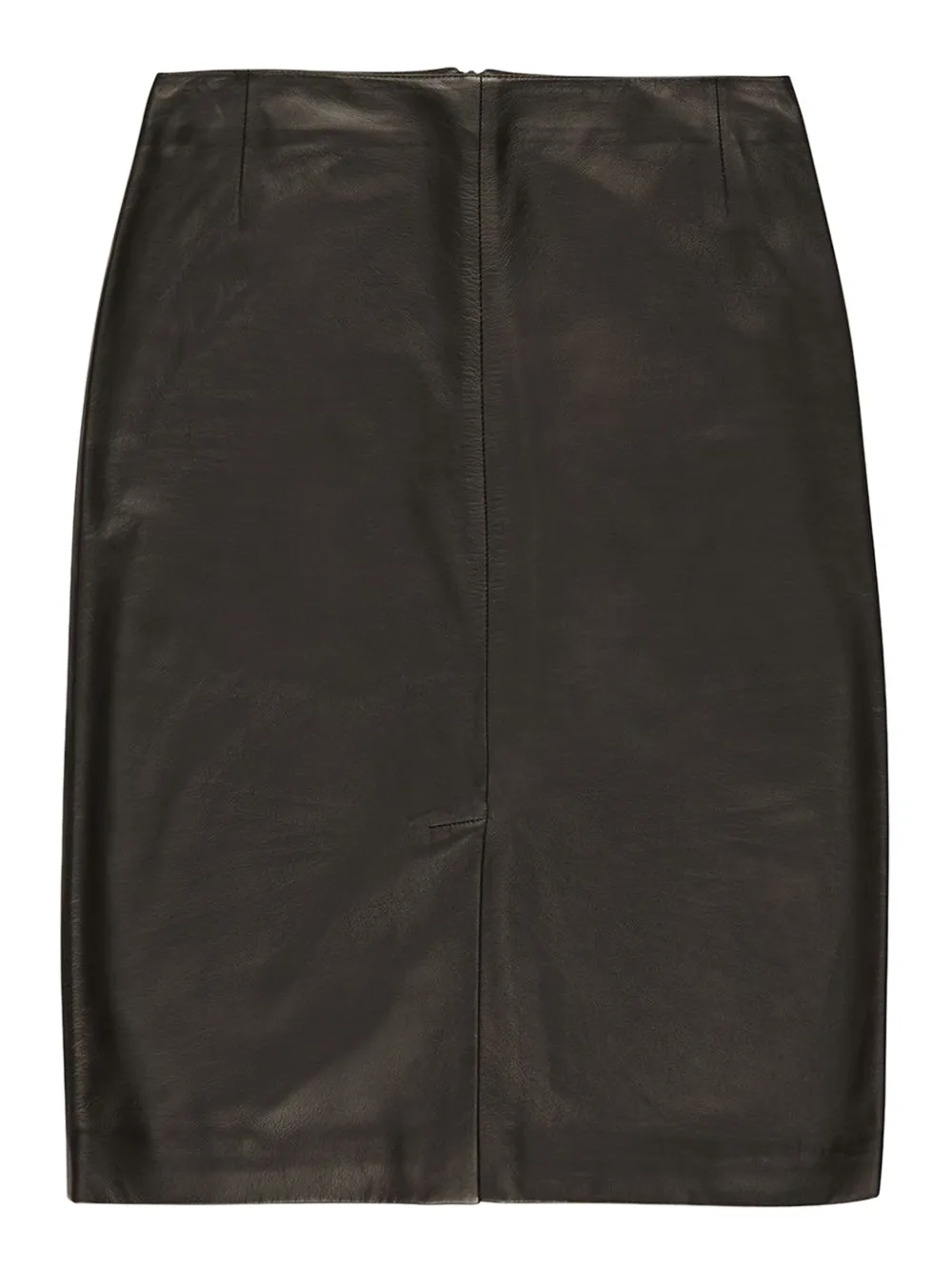 Bally Leren straight midi-rok met split Zwart