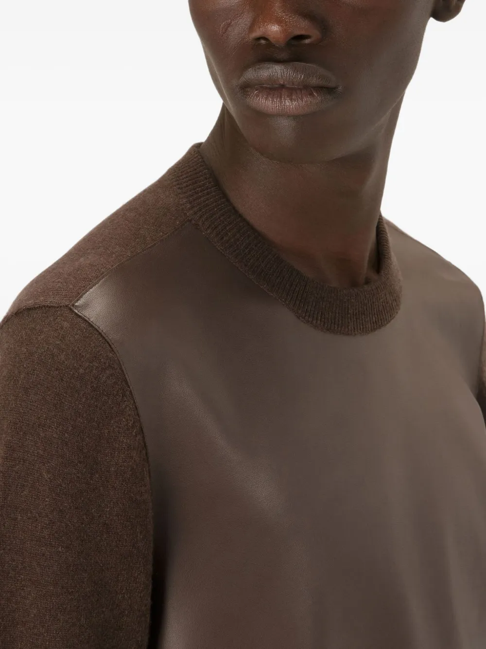 Bally leather-panel sweater Bruin
