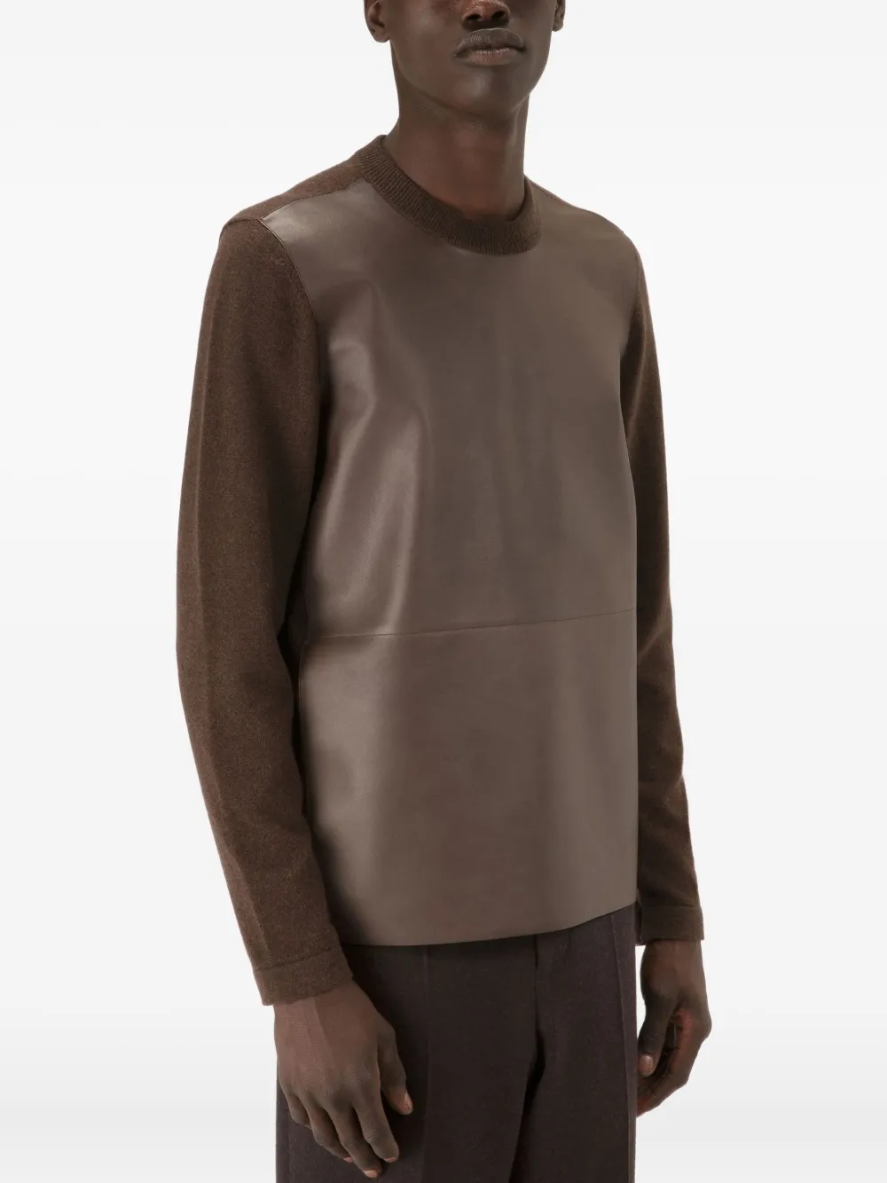 Bally leather-panel sweater Bruin