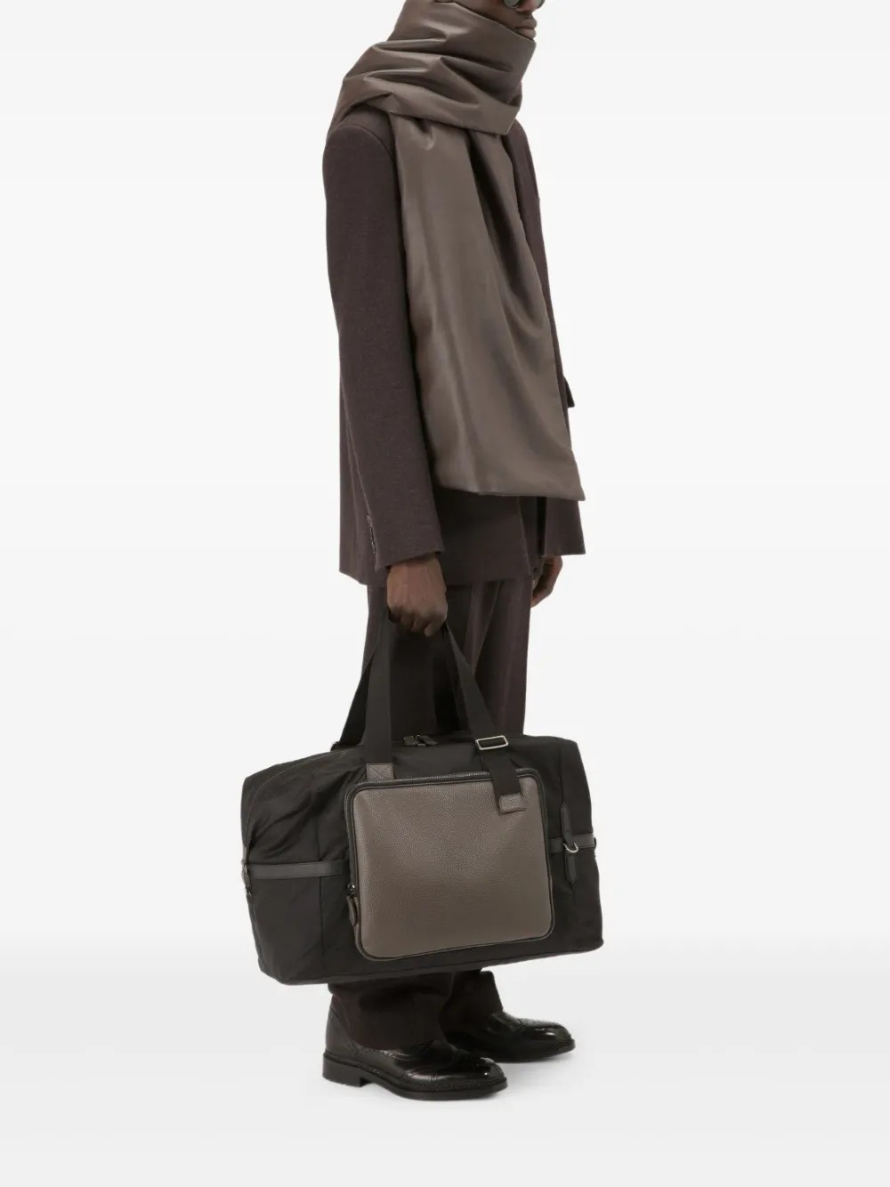 Bally leather-panel sweater Bruin