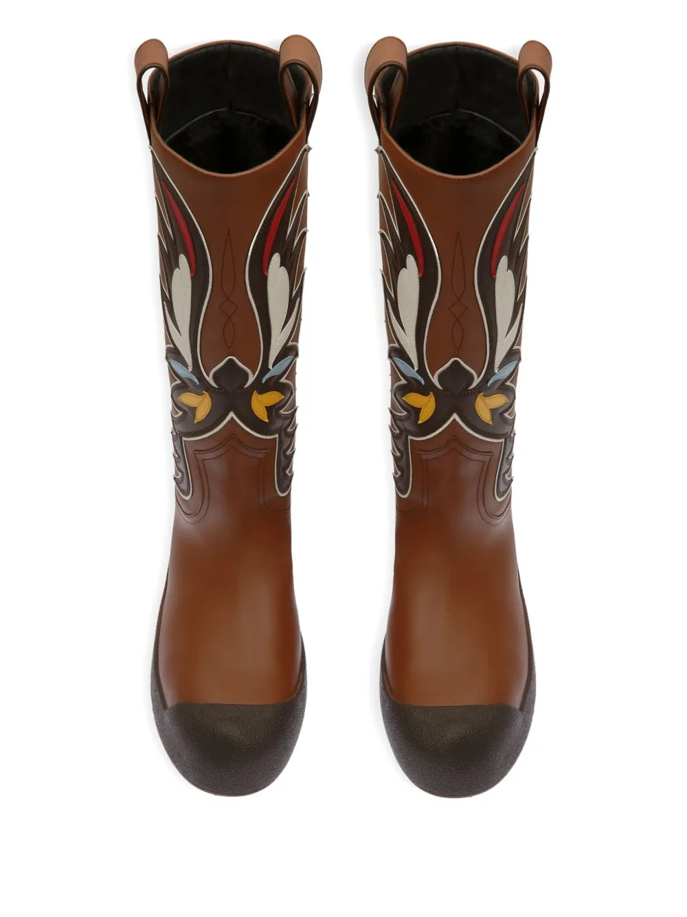 Bally Chambery leren laarzen met adelaarpatroon Bruin