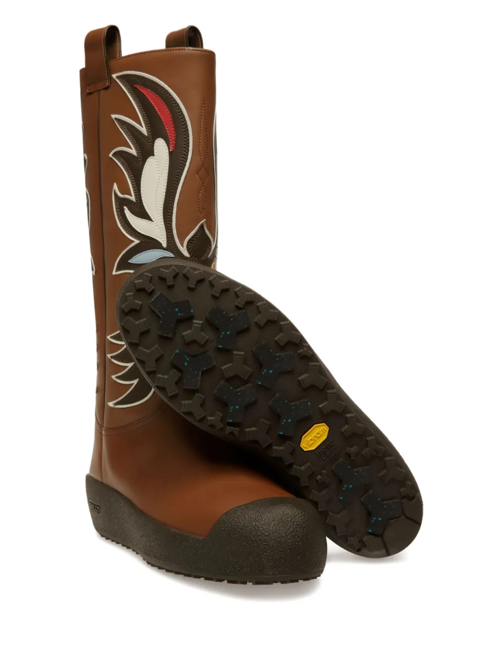 Bally Chambery leren laarzen met adelaarpatroon Bruin