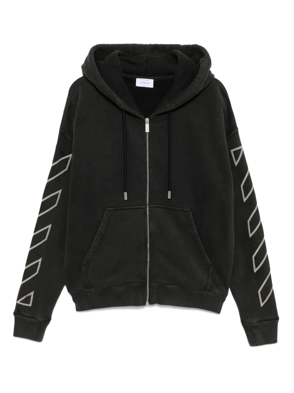 Off-White arrow-print zip-up hoodie | Black | Image 1