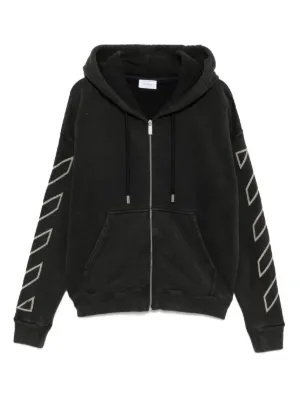 Off-White ロゴ ジップアップ パーカー | ブラック | FARFETCH JP