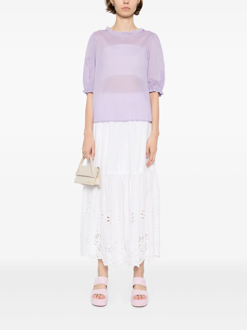 To b. by agnès b. Scalloped Lace blouse - Paars