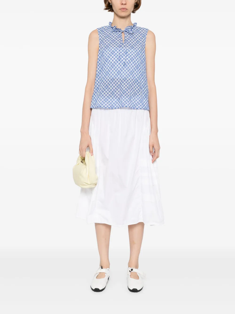 To b. by agnès b. checked sleeveless blouse Blauw