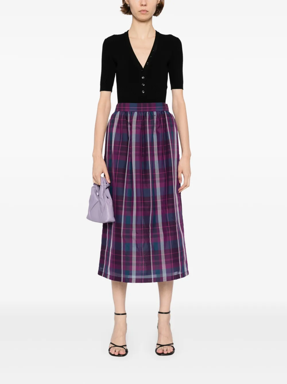 To b. by agnès b. Sheer Checked skirt - Paars