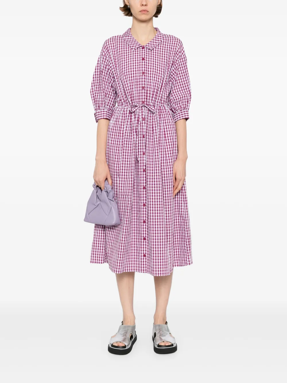 To b. by agnès b. Gingham Ripple Checked dress - Paars