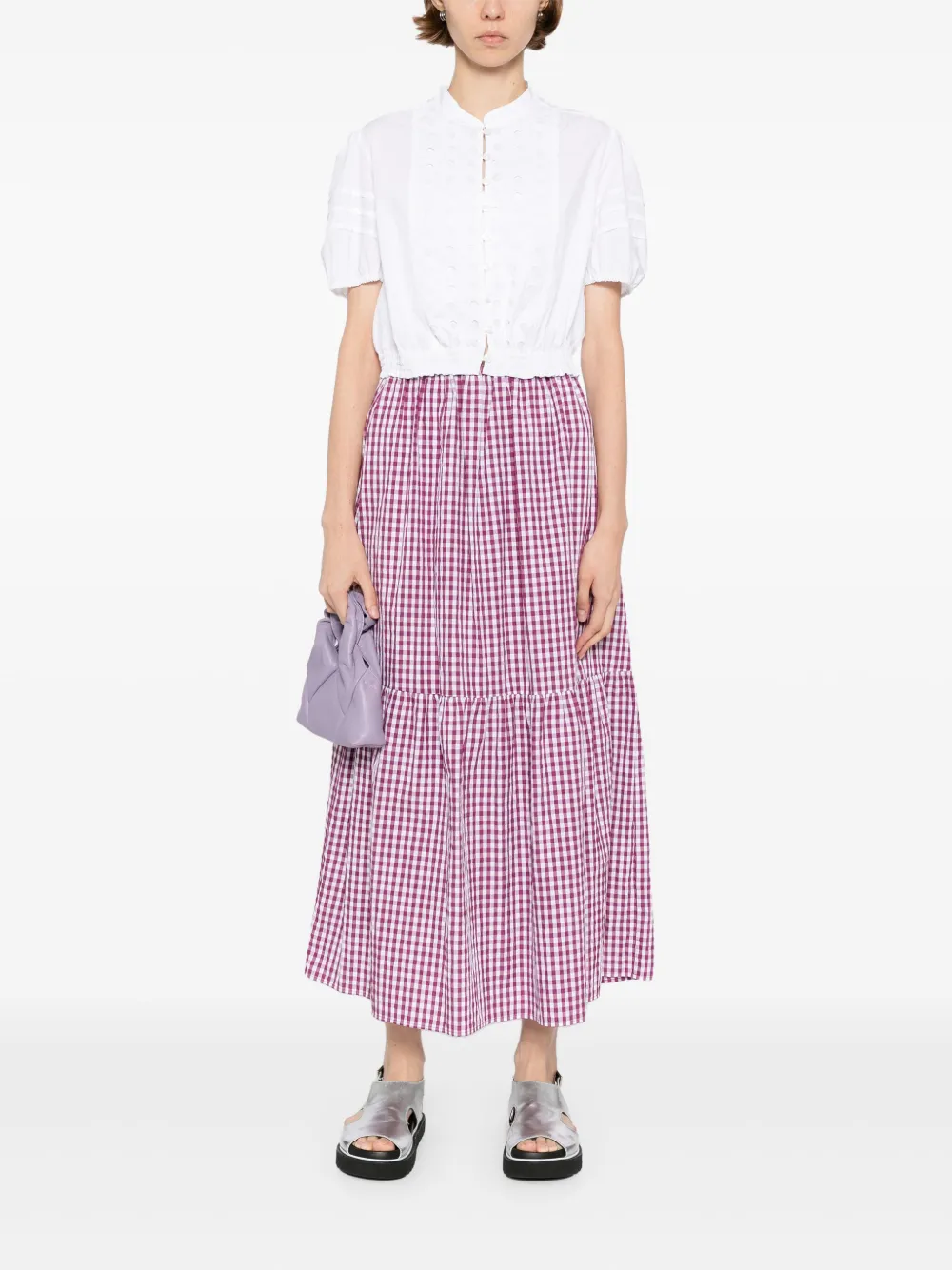To b. by agnès b. Gingham Ripple Checked skirt - Paars