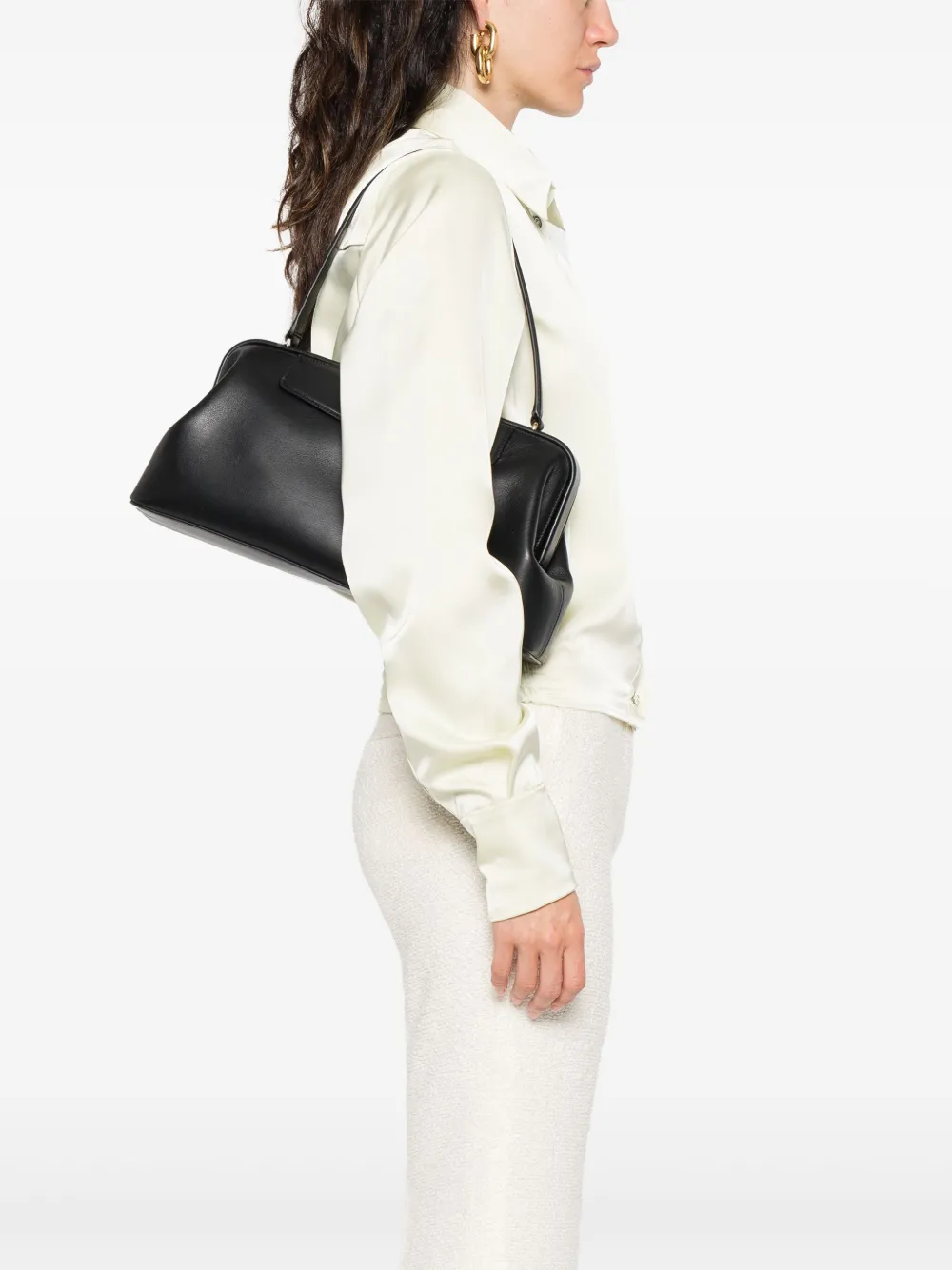 Carven Leren schoudertas - Zwart