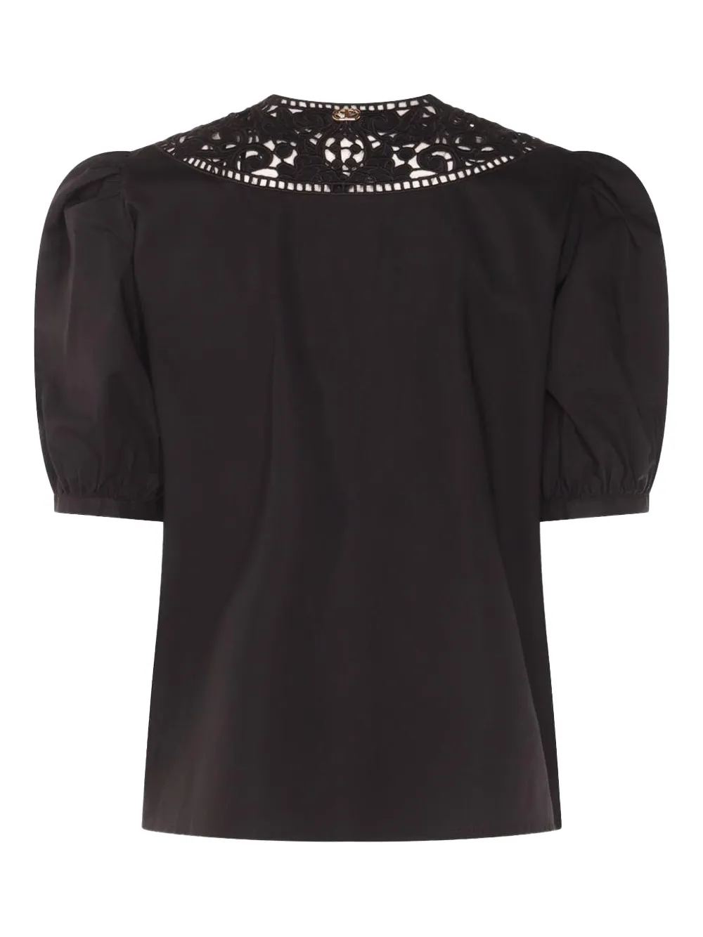 TWINSET puff-sleeve embroidered top Zwart