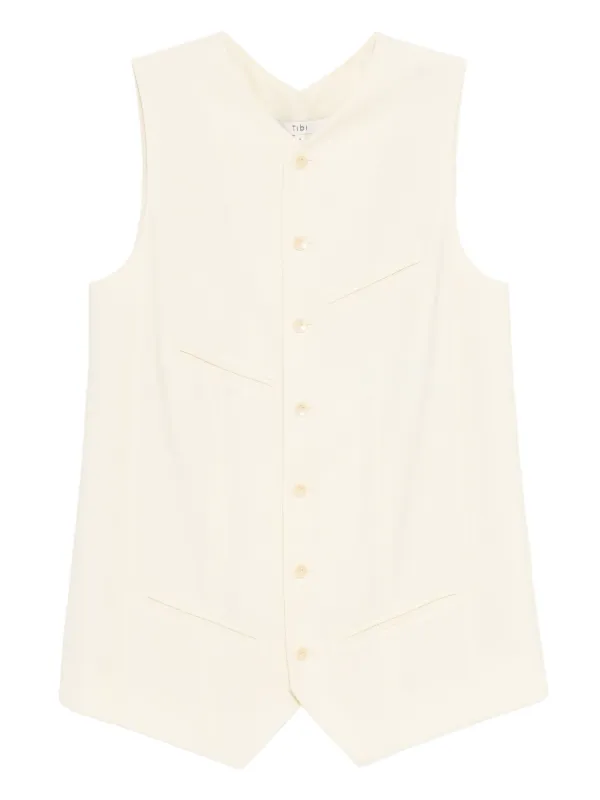 Tibi Tropical Easy Vest Neutrals FARFETCH SK