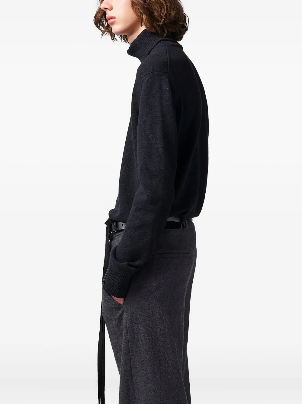 Ann Demeulemeester turtleneck knitted sweater Zwart