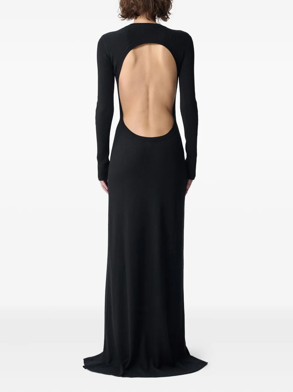 Ann Demeulemeester Eva open-back ribbed maxi dress Zwart