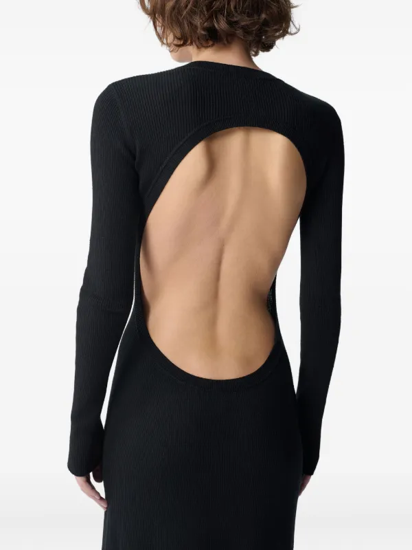 Ann Demeulemeester Eva open-back Ribbed Maxi Dress | Black | FARFETCH