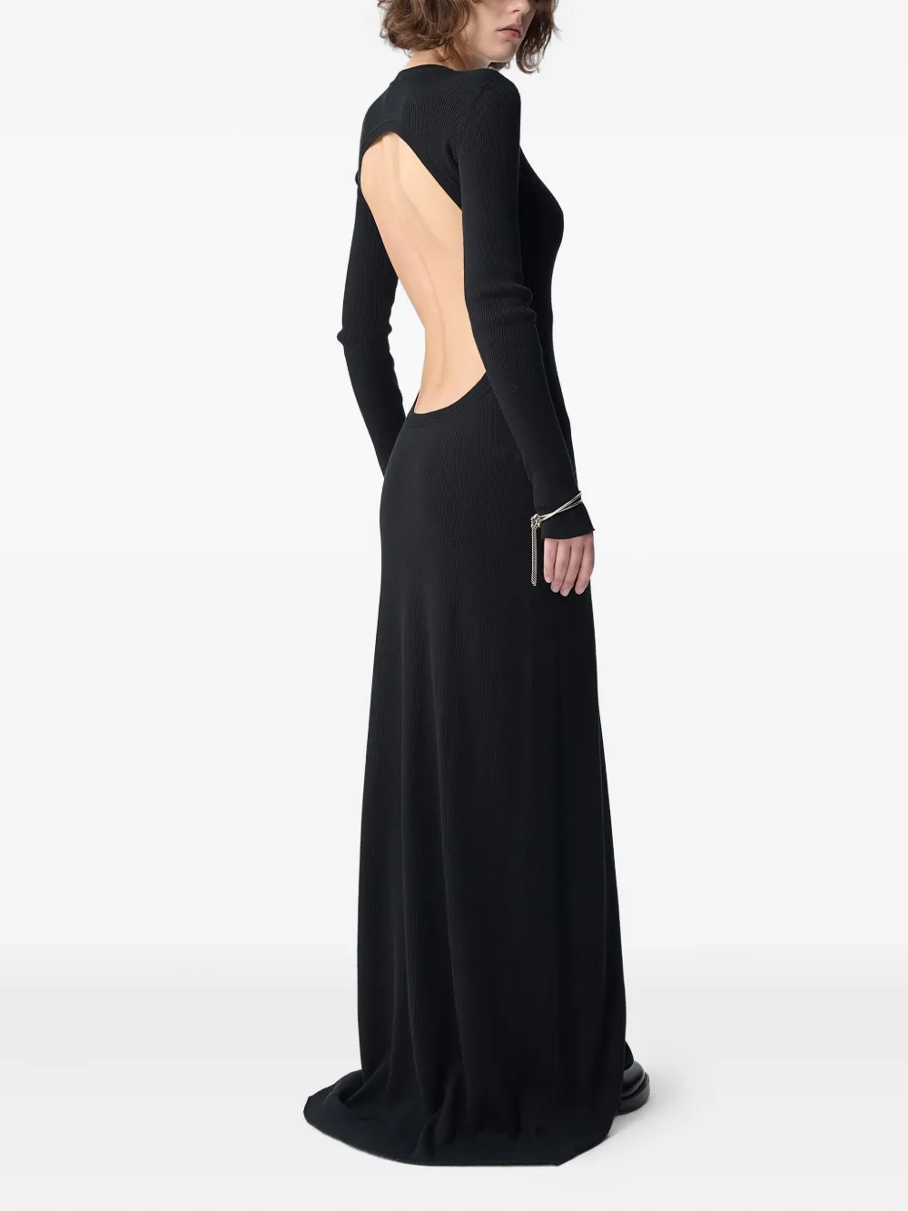 Ann Demeulemeester Eva open-back ribbed maxi dress Zwart