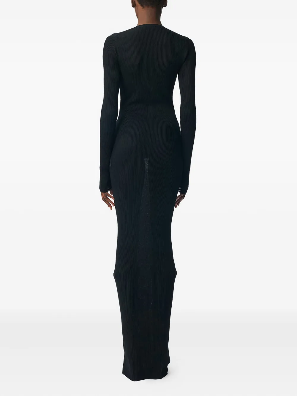 Ann Demeulemeester Danse Ribbed Merino Maxi Dress In Blue