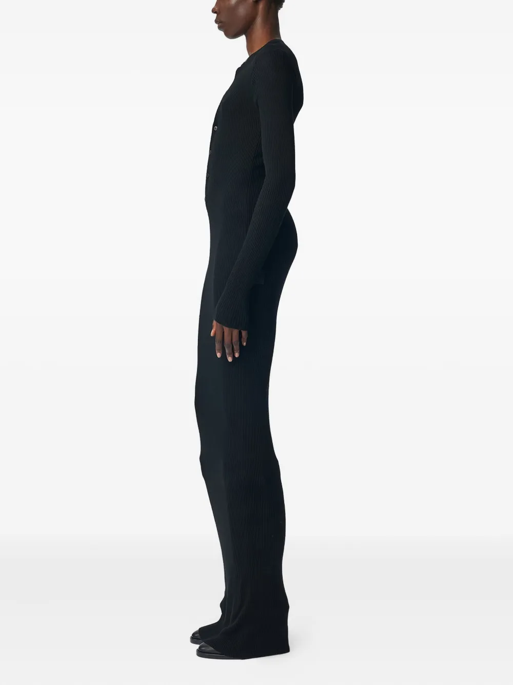Ann Demeulemeester Danse Ribbed Merino Maxi Dress In Blue