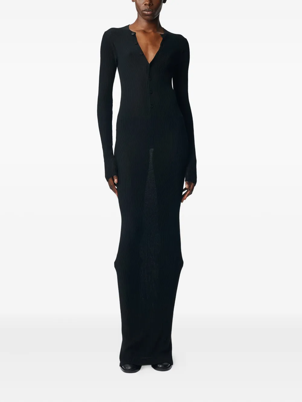 Ann Demeulemeester Danse ribbed merino maxi dress Zwart