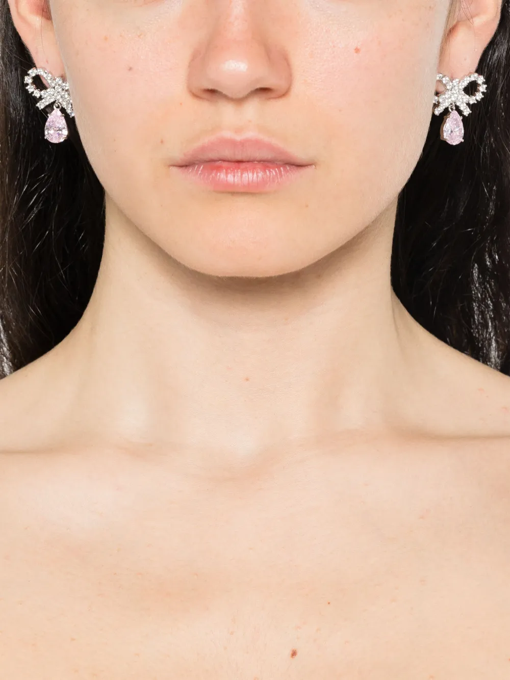 Self-Portrait bow-detail earrings - Zilver