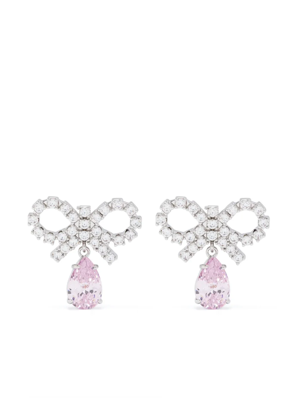 Self-Portrait aretes con detalle de moño | plateado | Image 1