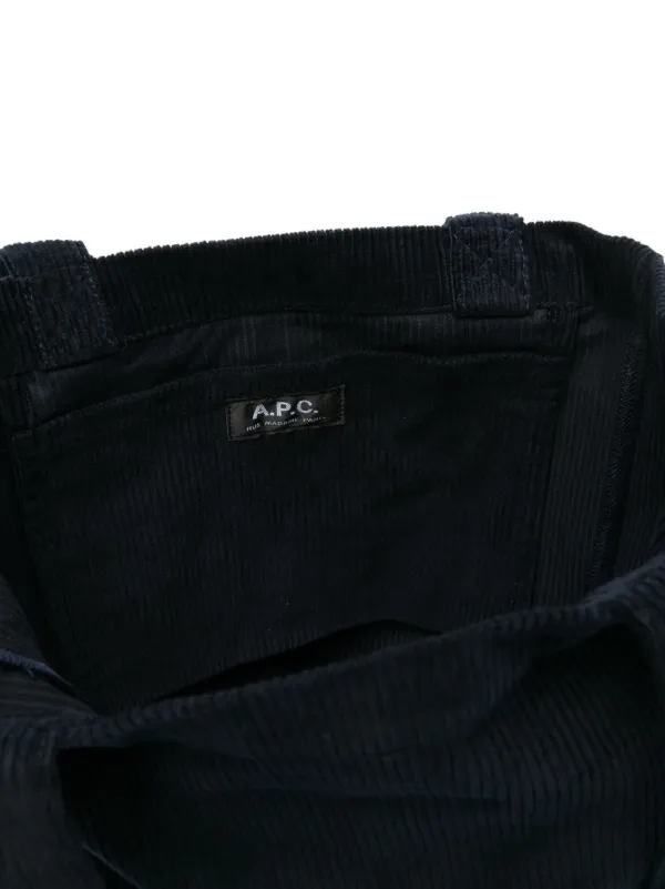 トートバッグ A.P.C. DARK BLUE CORDUROY VERA SHOPPING BAG A.P.C. Corduroy Tote Bag | Blue | FARFETCH