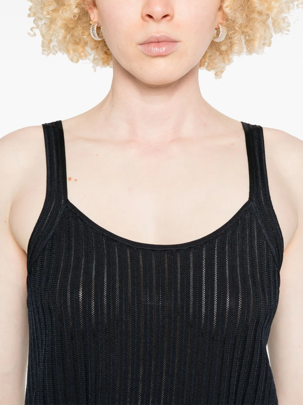 BOSS Geribbelde tanktop Blauw