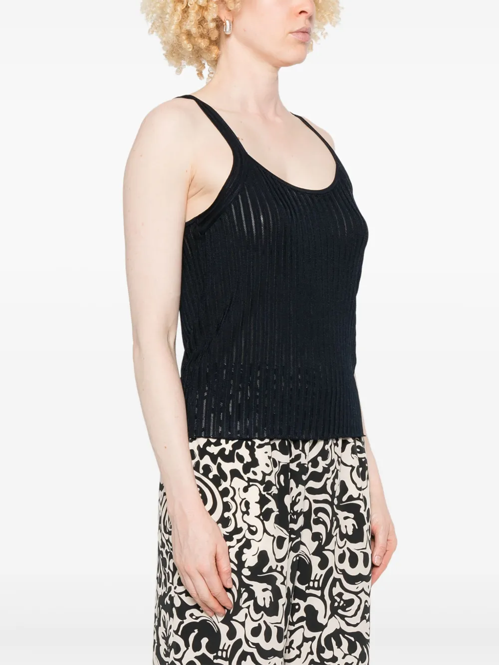 BOSS Geribbelde tanktop Blauw