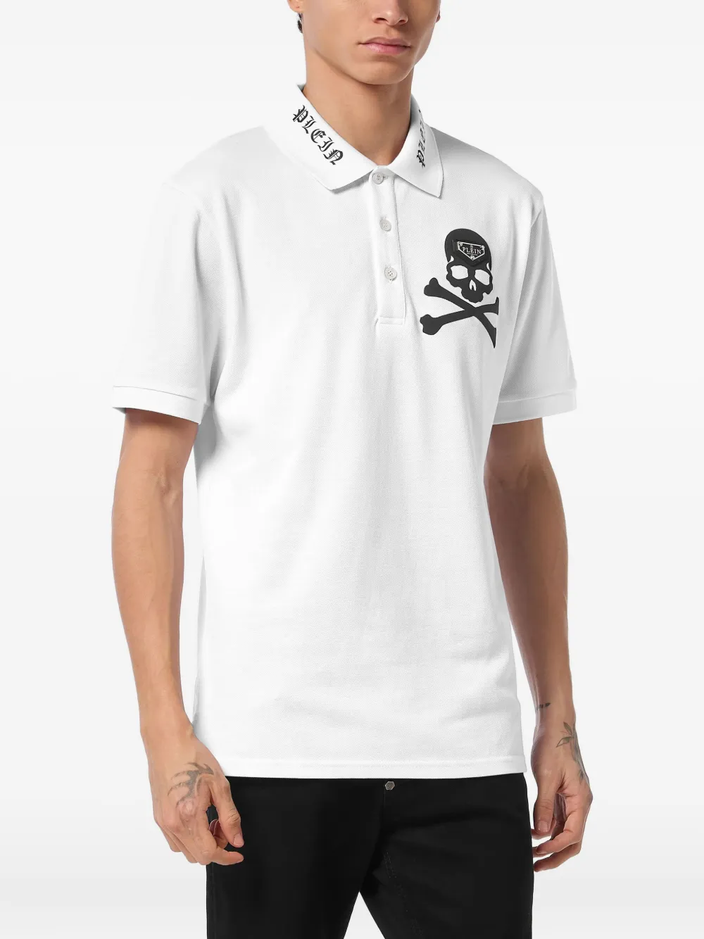 Philipp Plein Skull & Bones polo shirt Wit