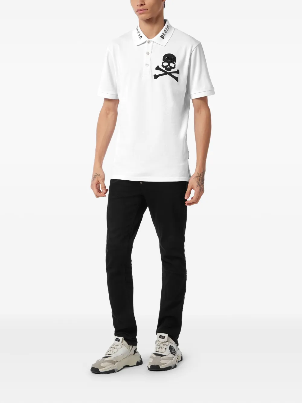 Philipp Plein Skull & Bones polo shirt Wit